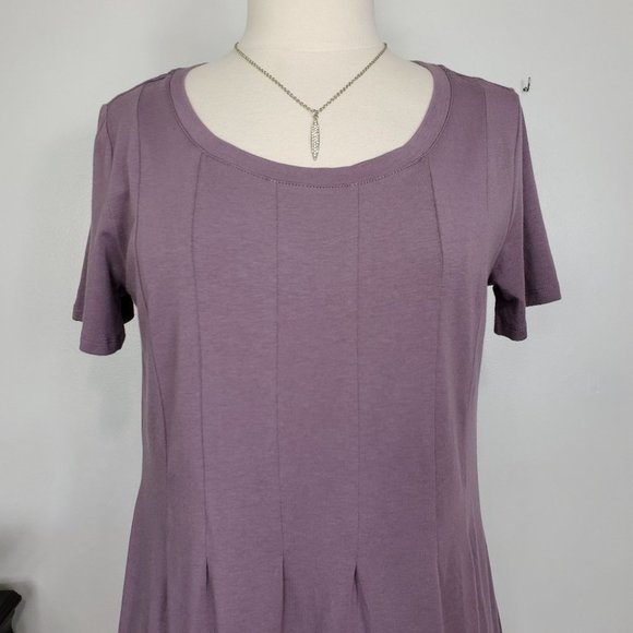 AnyBody Cozy Knit Seamed Tee Faded Plum Cotton Modal Spandex Top NWOT Size M - Picture 2 of 9